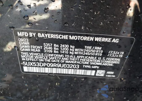 2024 BMW X3 xDrive30I z USA, uszkodzony, nr VIN 5UX53DP09R9U03203